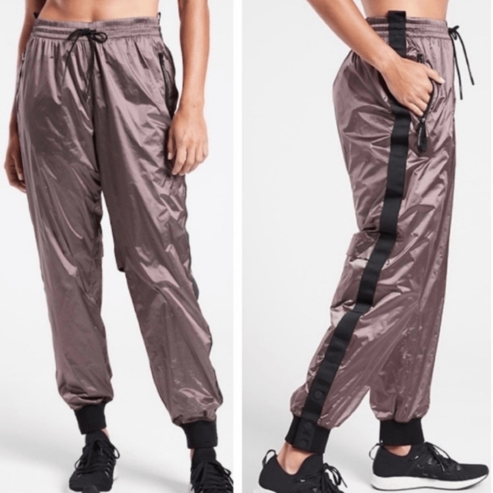 Athleta Legend Luxe Track Pant, Flora Mauve Metallic SIZE S